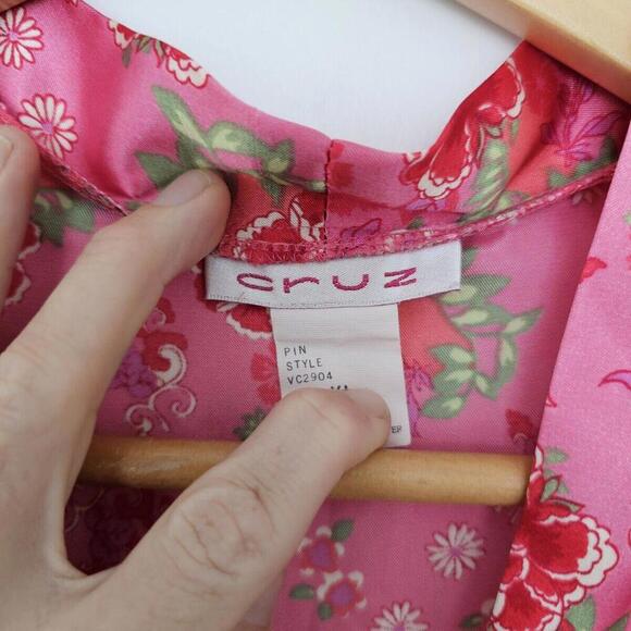 Vintage Cruz Pink Colors Floral Polyester Long Robe Size XL. Bridal Party Cover - Picture 2 of 6